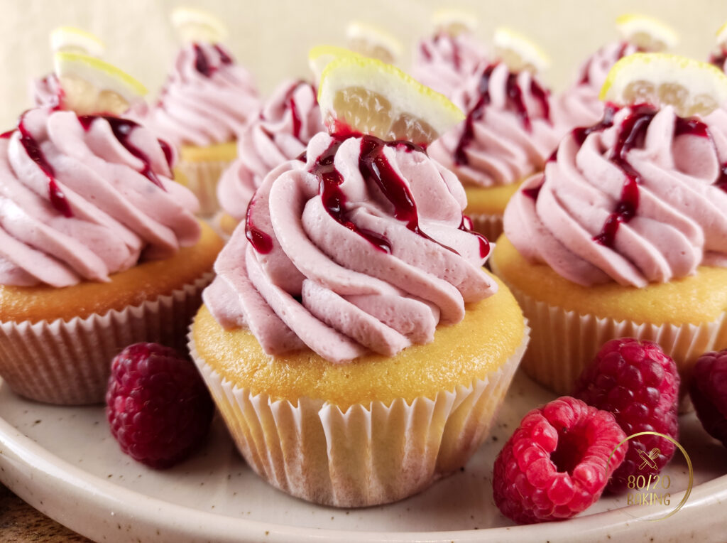 Lemon Raspberry Cupcakes Close up