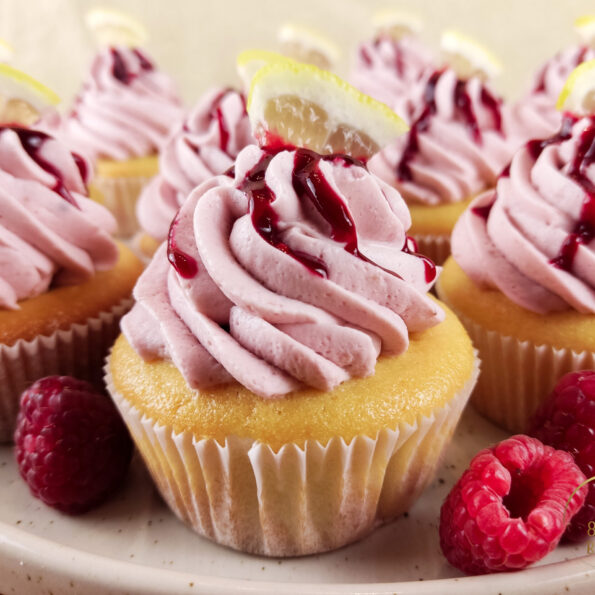 Lemon Raspberry Cupcakes Close up