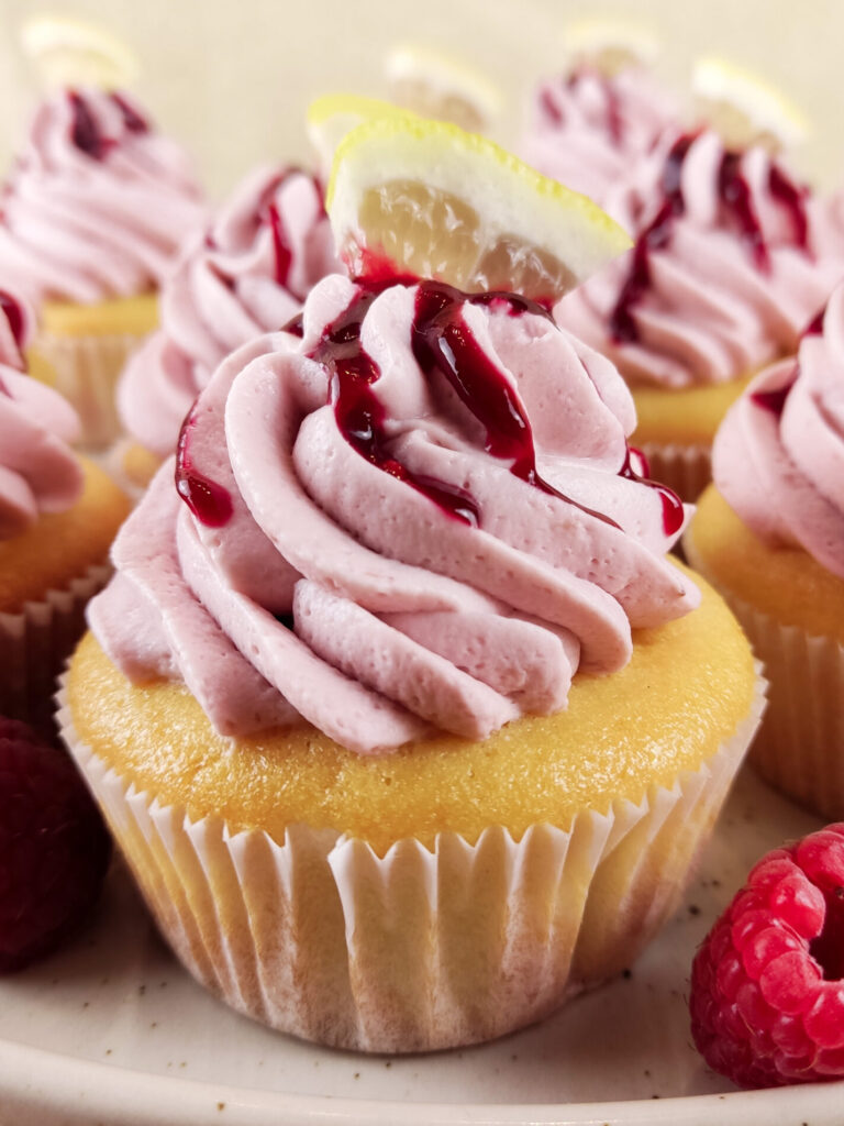 Lemon Raspberry Cupcakes Close up