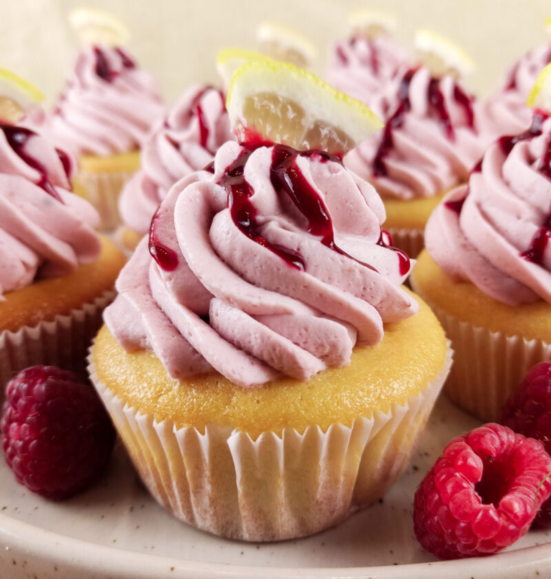 Lemon Raspberry Cupcakes Close up