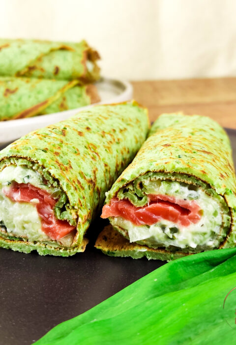 wild garlic salmon crepes