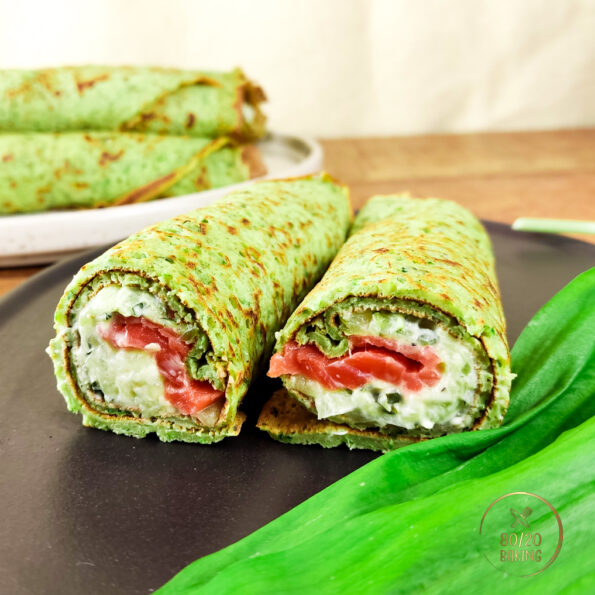 wild garlic salmon crepes