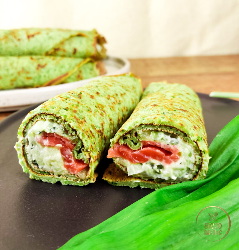 wild garlic salmon crepes