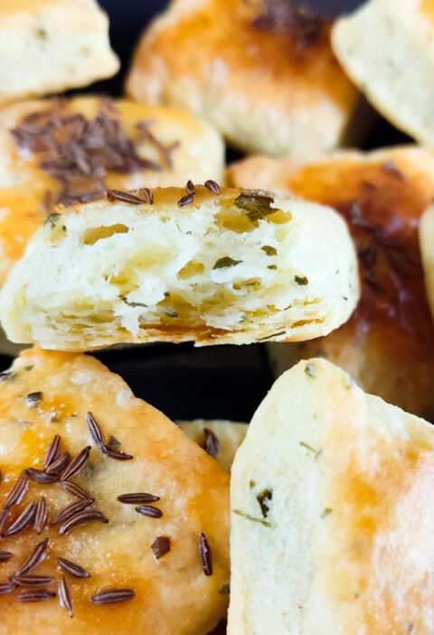 Simple Caraway Squares Made of Easy Homemade Puff Pastry