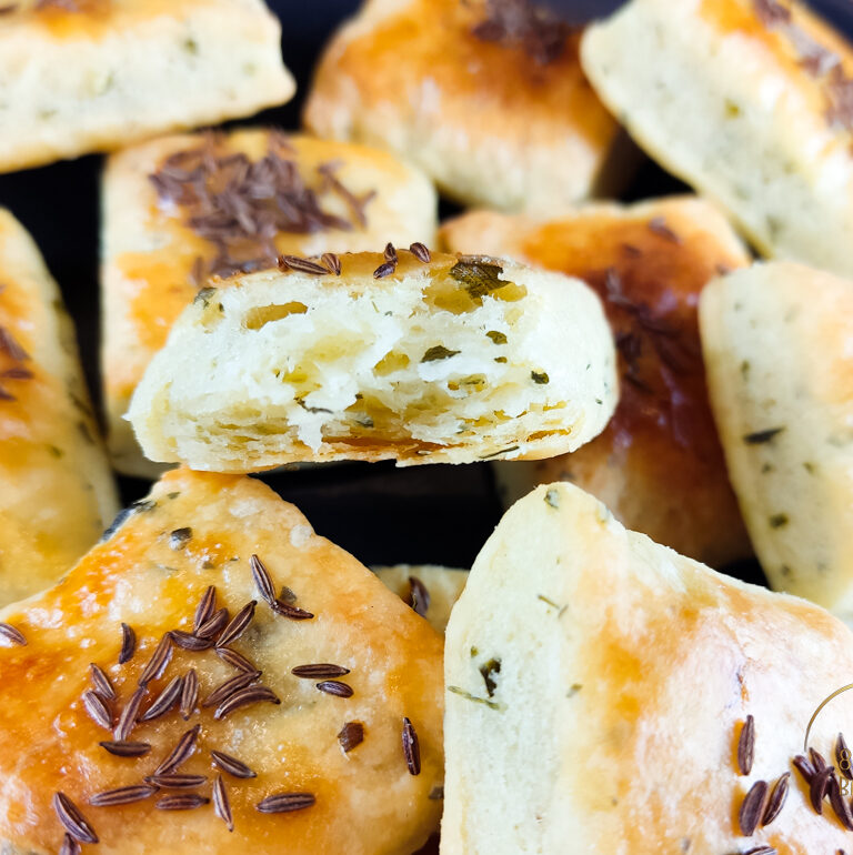 Simple Caraway Squares Made of Easy Homemade Puff Pastry