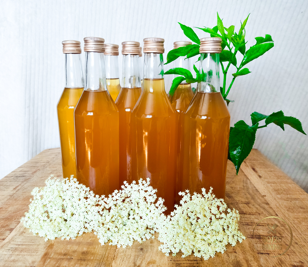 Edelflower syrup (with honey) in bottles